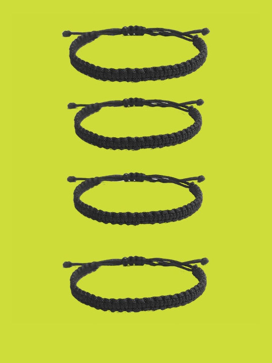 Dynamic Retail Global Men's Black Macrame Braided Wraparound Bracelet Pack of 4