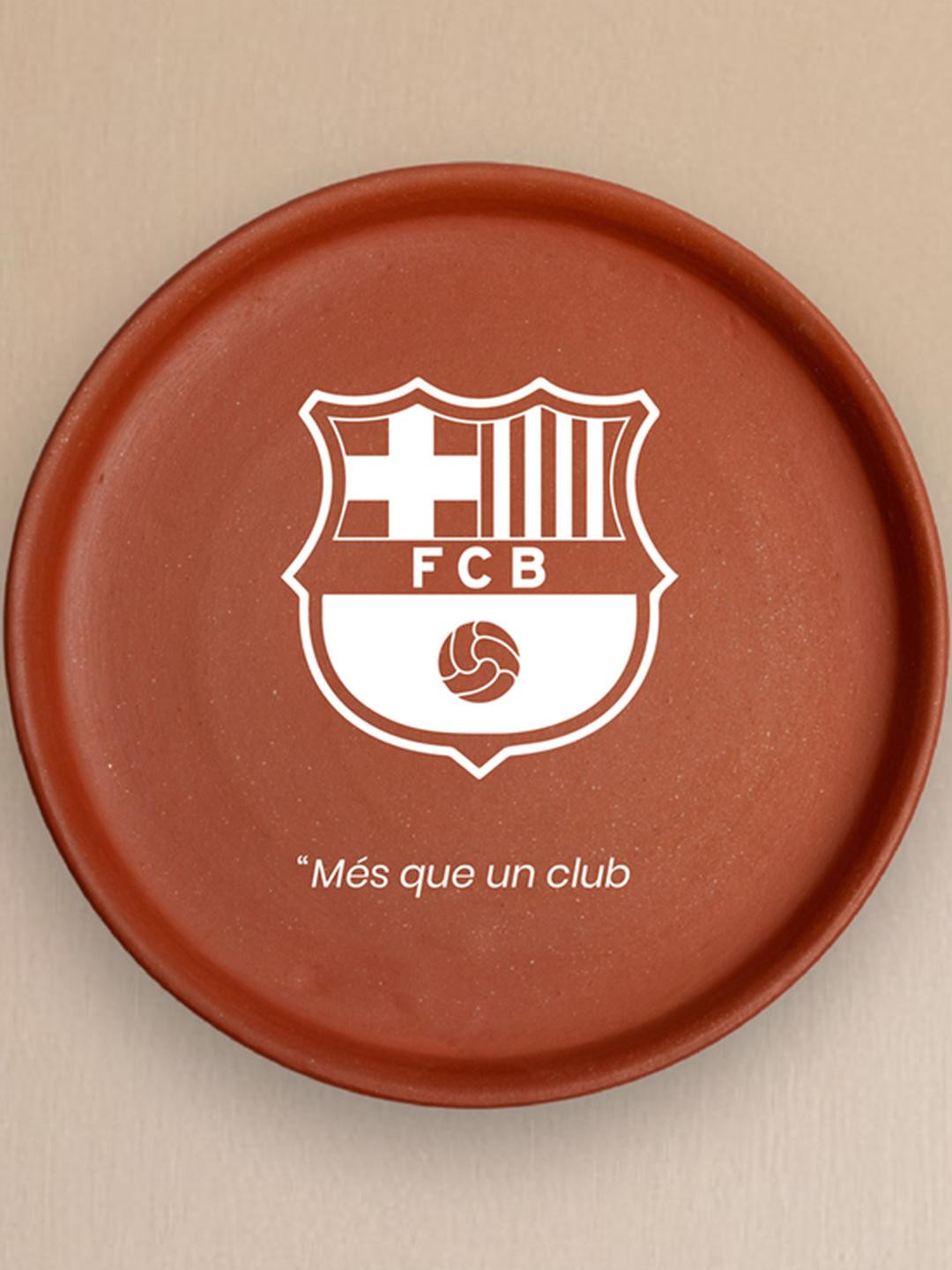 ALMIRO TREE Wall Plate with Football Club - Barcelona Clay Glossy Hall Wall Plates-8In