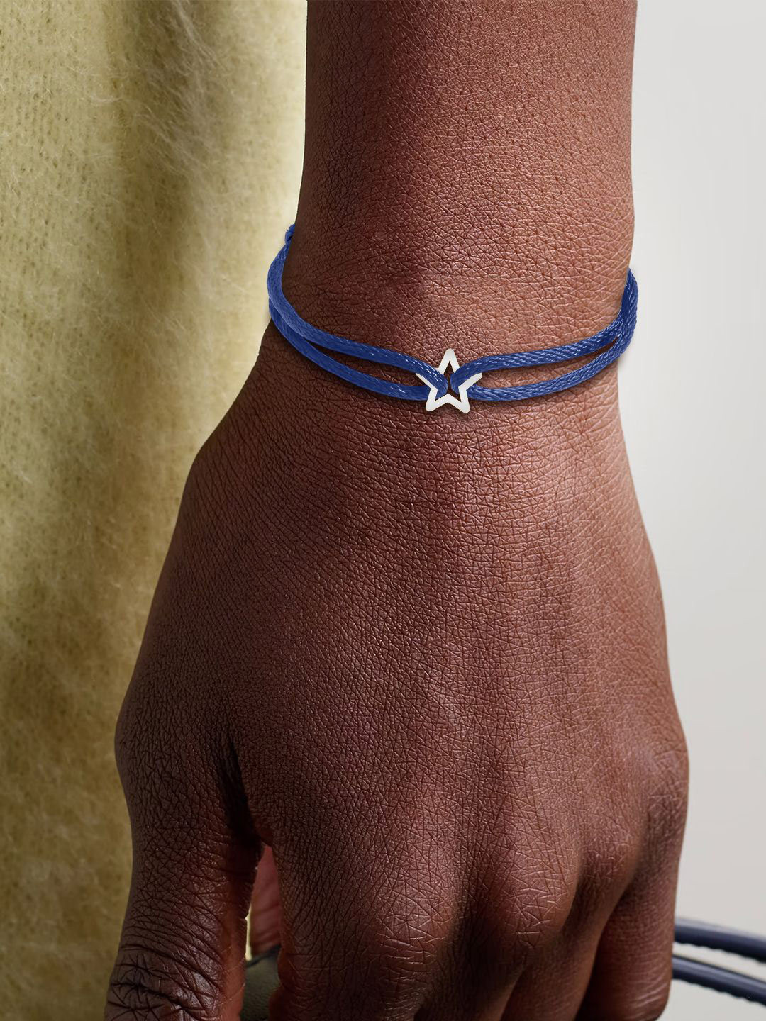 MINUTIAE Women Brass Handcrafted Silver-Plated Cord Bracelet