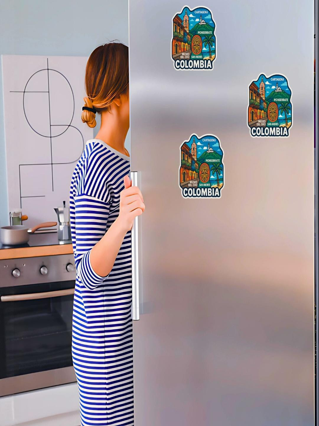 Colombia Country Theme Souvenir Wooden Refrigerator Stylish Fridge Magnet