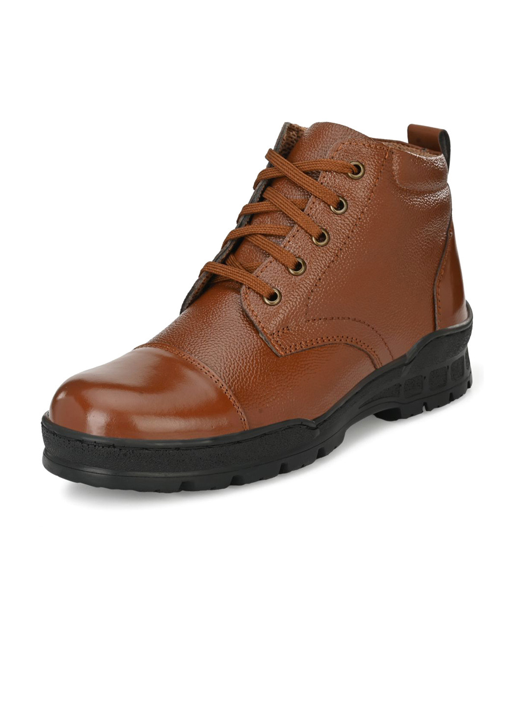 MIKAASA Men Textured Leather Police 5.0 Side Zip Light Weight Ankle Boots