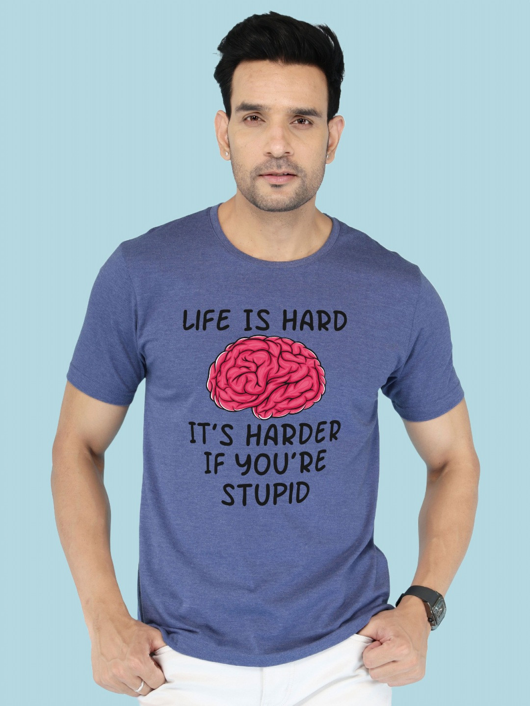 NOBLE HUSTLE Men Regular Fit Typography Printed Cotton T-shirt