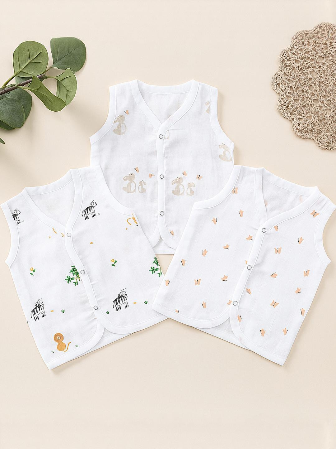 ARYA Pack of 3 Infant White Vest