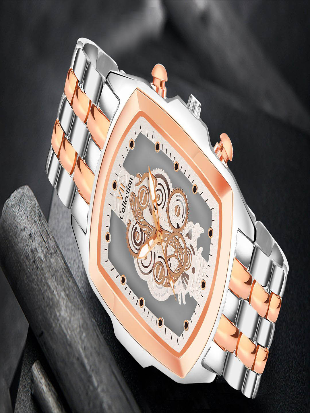 Hala Men Printed Dial & Stainless Steel Bracelet Style Straps Analogue Watch 3002-Rose