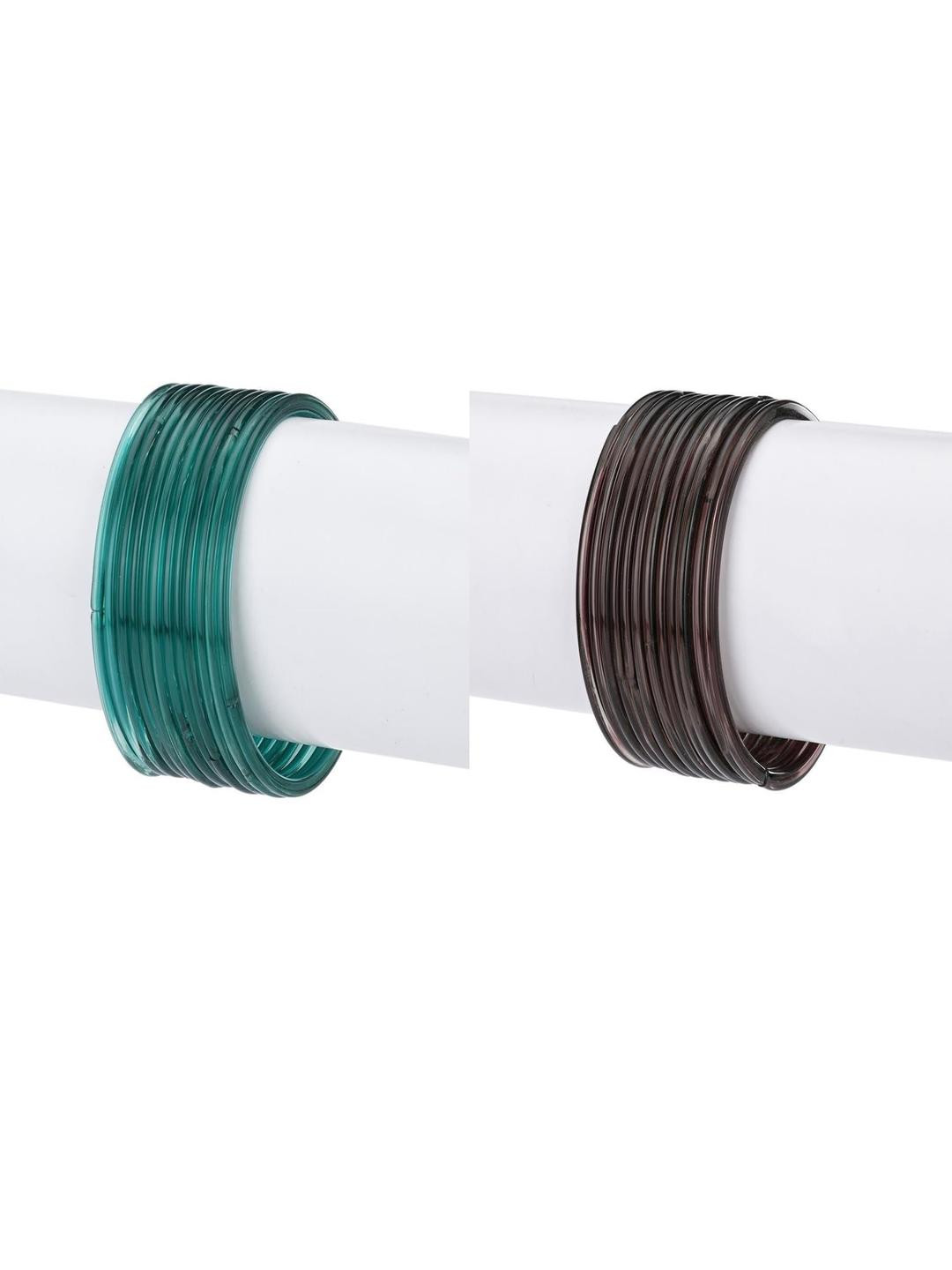 SOMIL Set of 24 Teal & Brown Glass Bangles