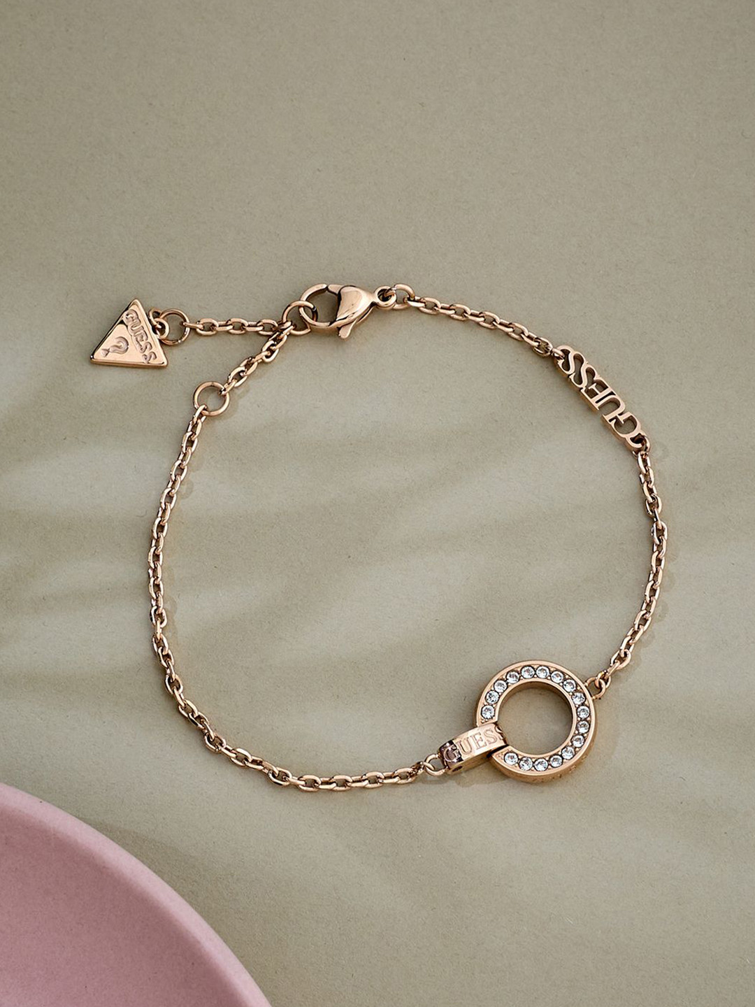 Women Circle Lights Rose Gold-Plated Stainless Steel Bracelet