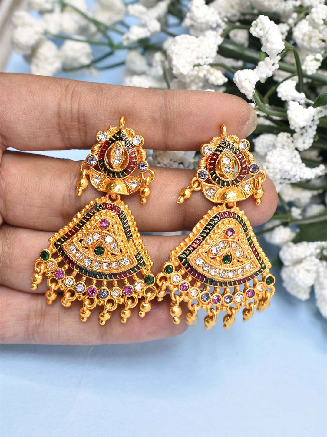 MEIRA JEWELLERY Artificial Stones Sudded Contemporary Drop Earrings