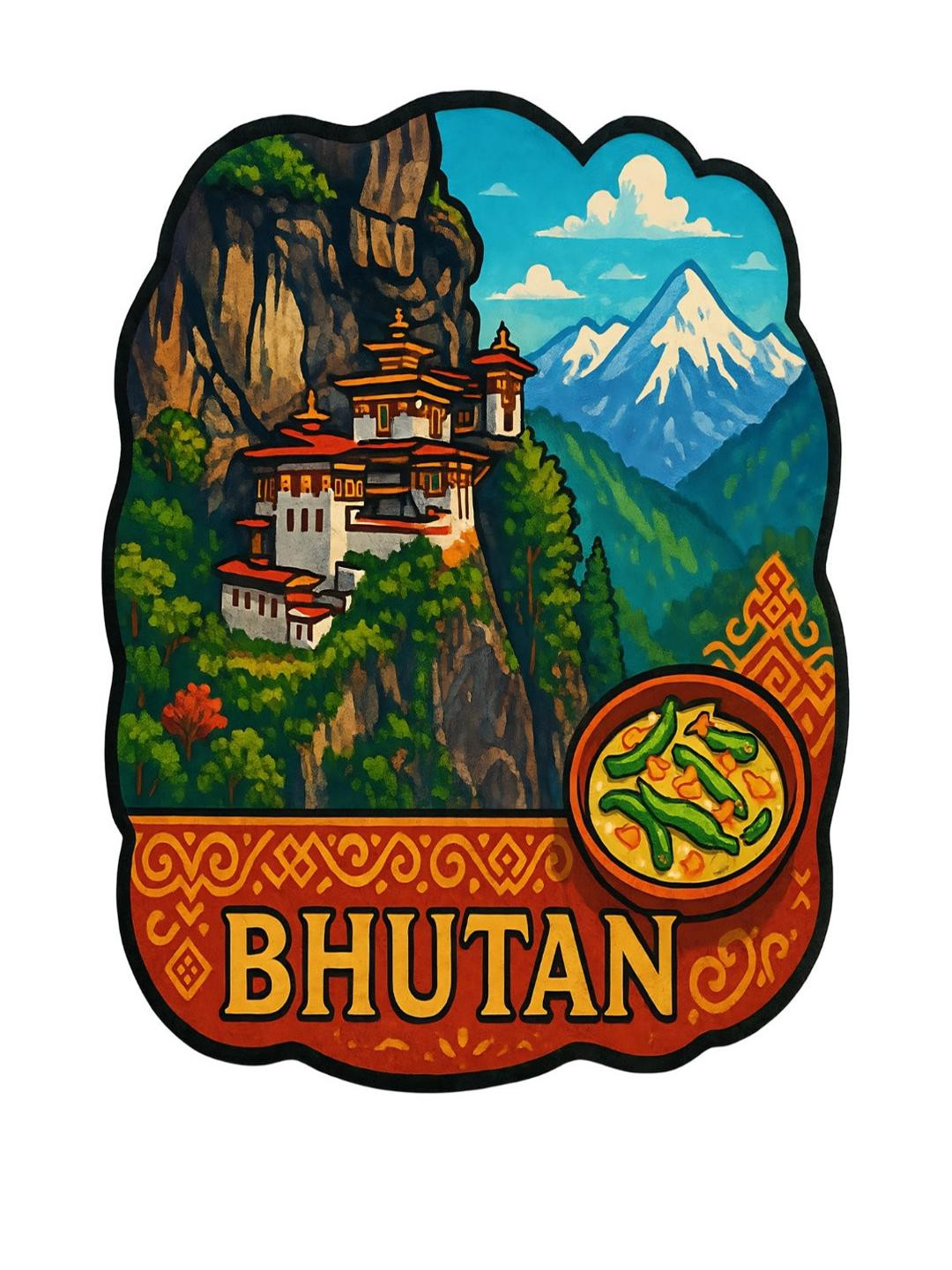 Bhutan Country Theme Souvenir Wooden Refrigerator Stylish Fridge Magnet