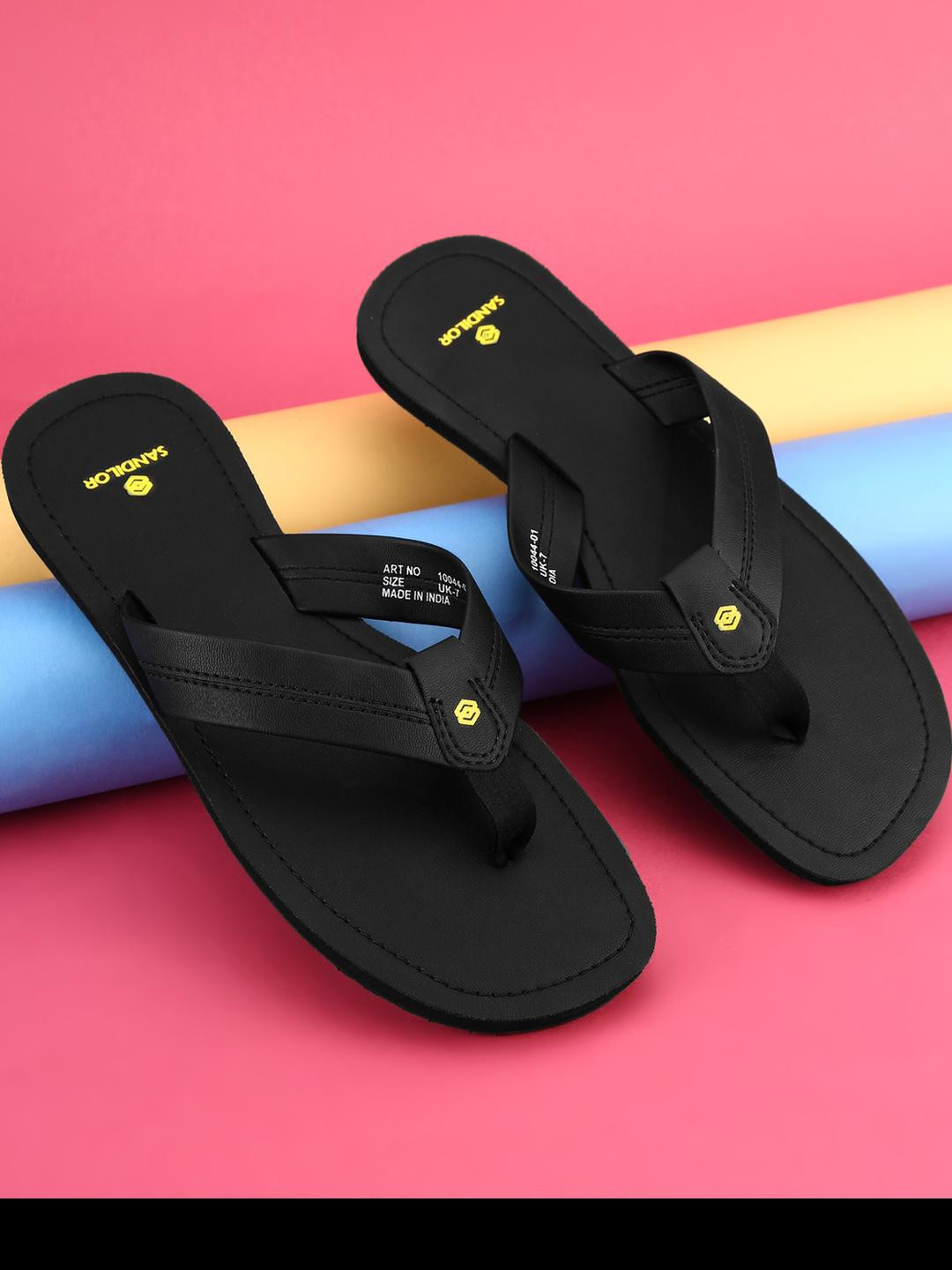 sandilor Black PU Flip Flops