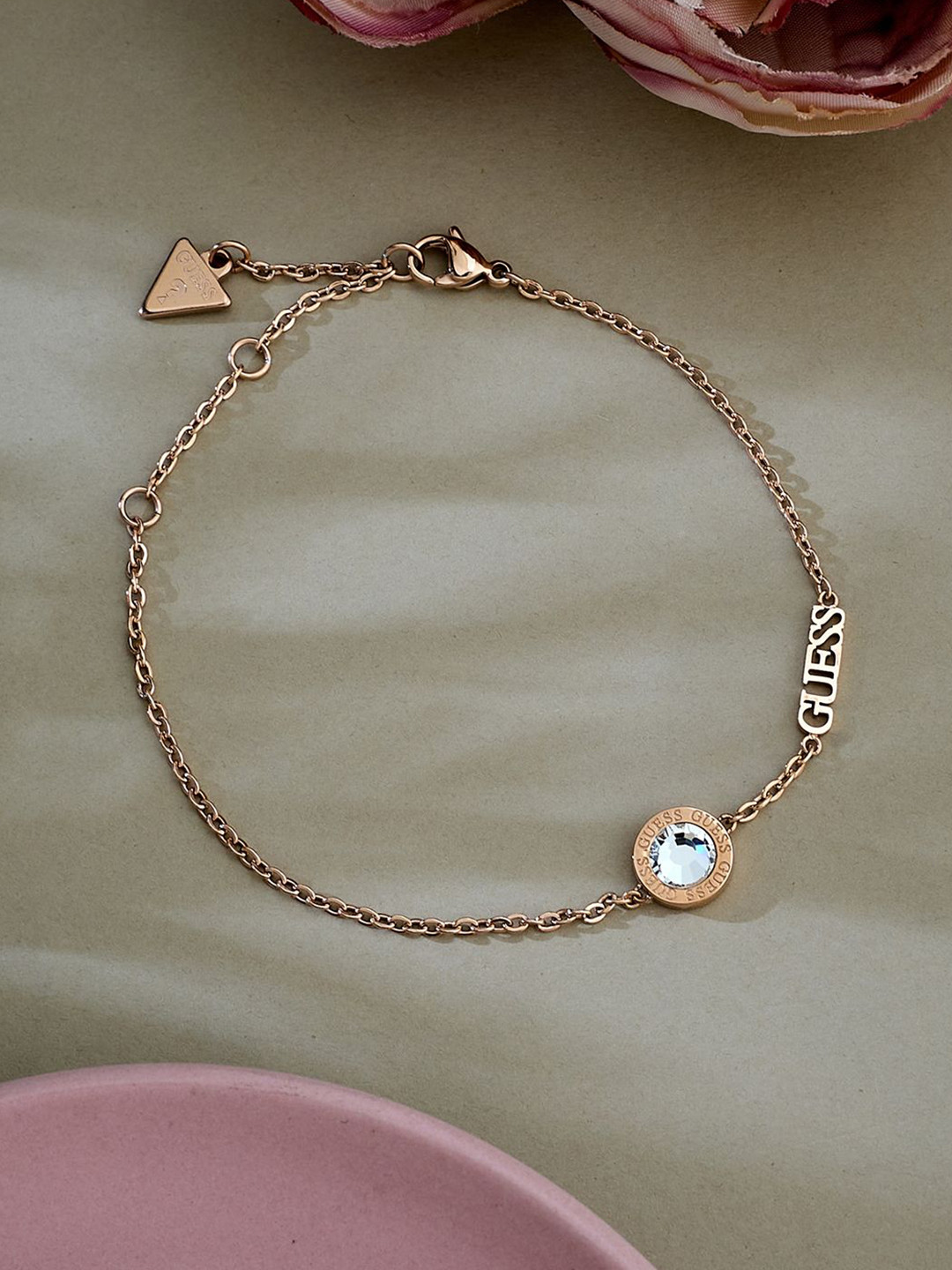 GUESS Color My Day Women Stainless Steel Anti-Tarnish Rose Gold-Plated Chain Barcelet
