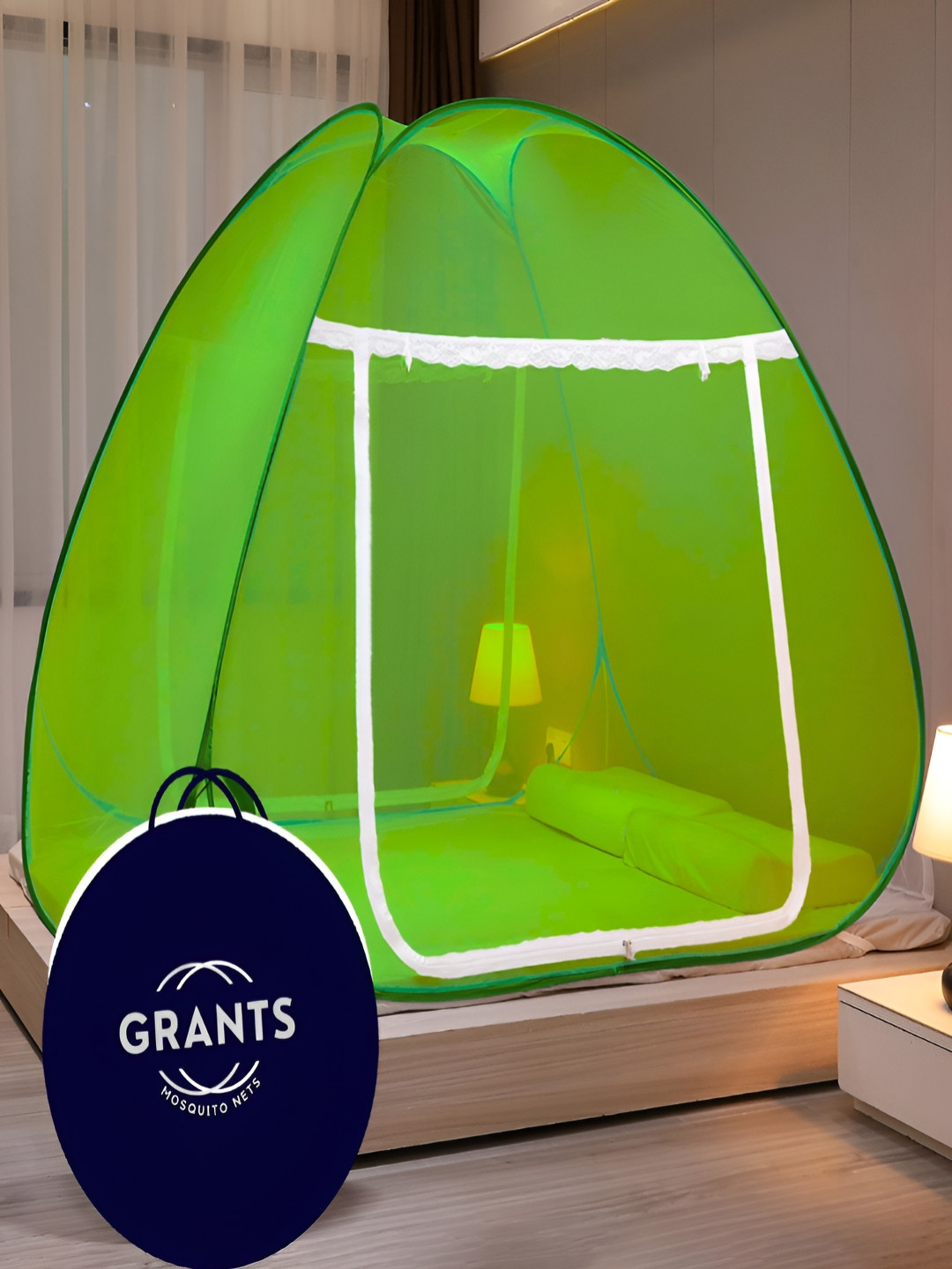 Grants Green & White Queen Size Tent Mosquito Net
