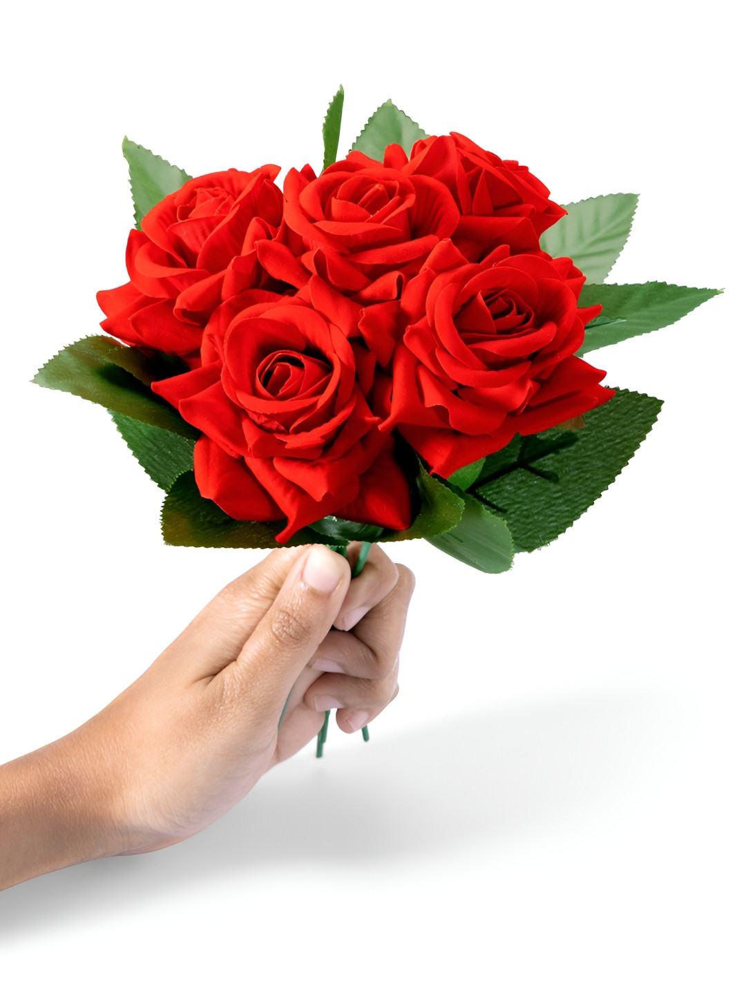 Peora Red 5 Pieces Rose Artificial Flower