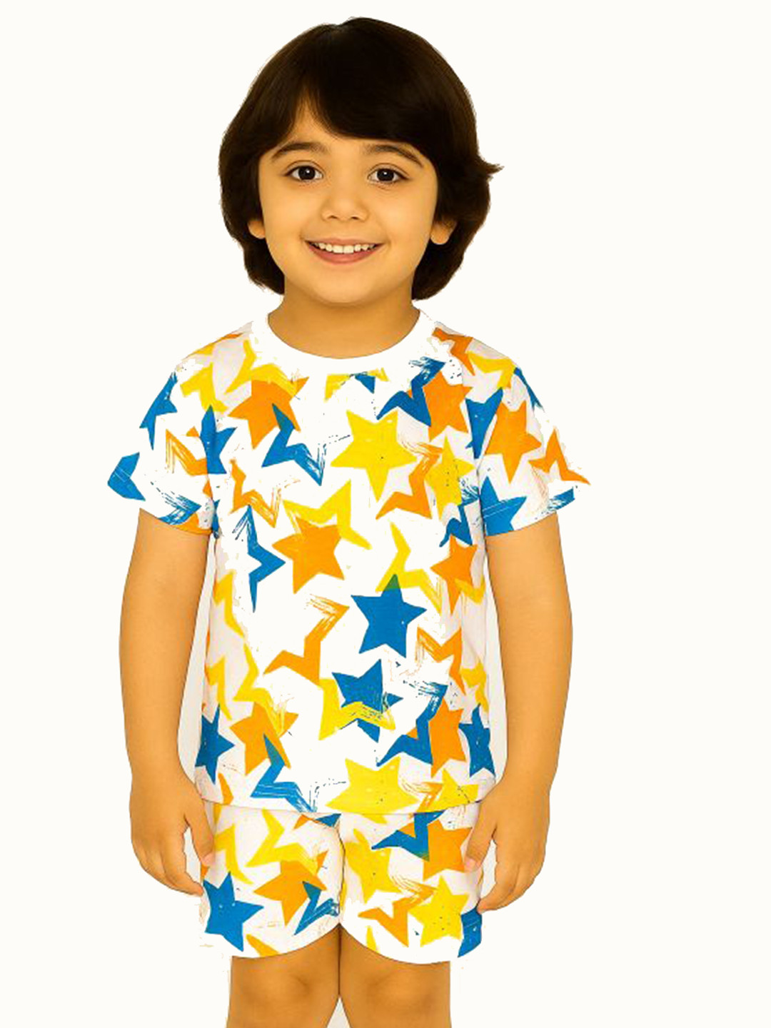 BAESD Boys Star Printed Pure Cotton Short Sleeves T-Shirt With Shorts