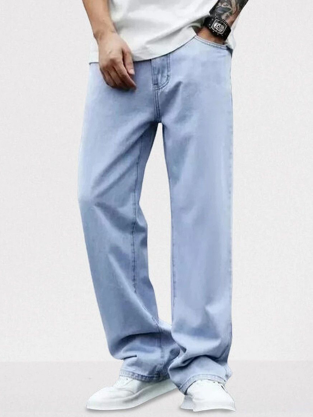MAAHIT Men Mid-Rise Cotton Baggy Stretchable Jeans