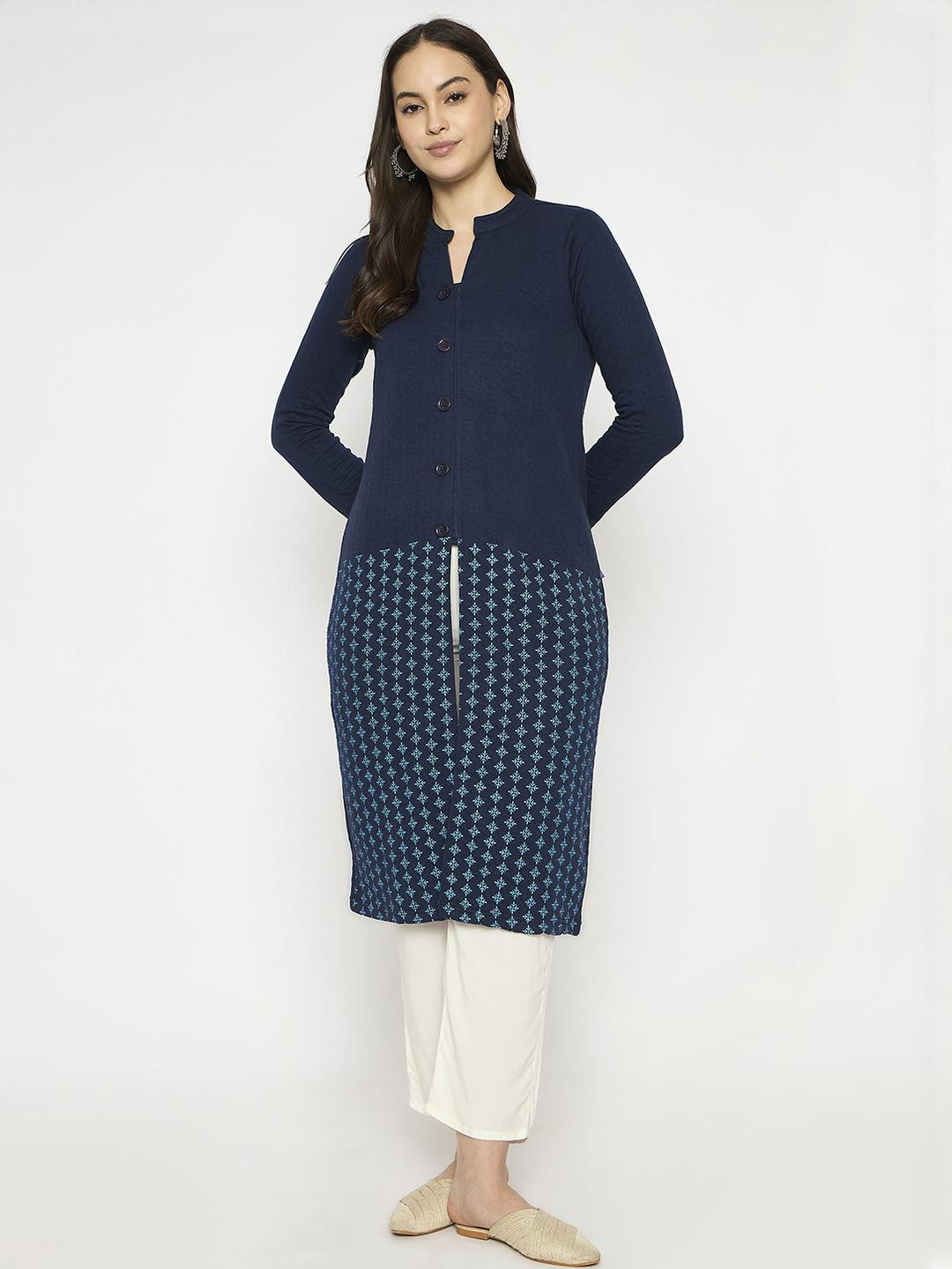 VIAZAA Women Navy Blue Kurtis