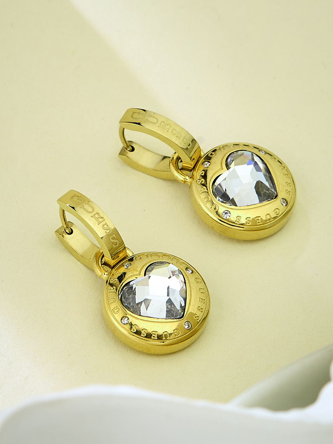 Women Rolling Hearts Gold-Plated Stainless Steel Earrings