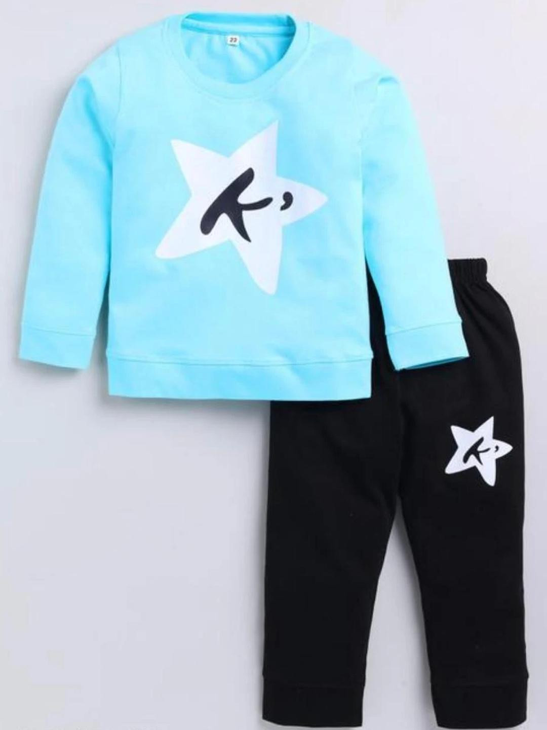 MUSNAH GARMENTS Blue Cotton Blend Clothing Set