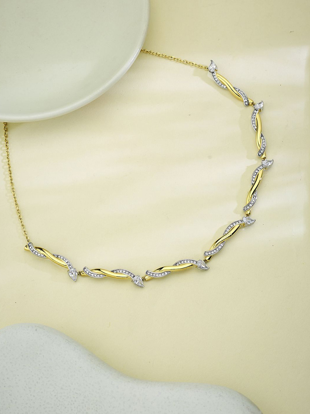 Women Twist Gold-Plated Stainless Steel Necklace