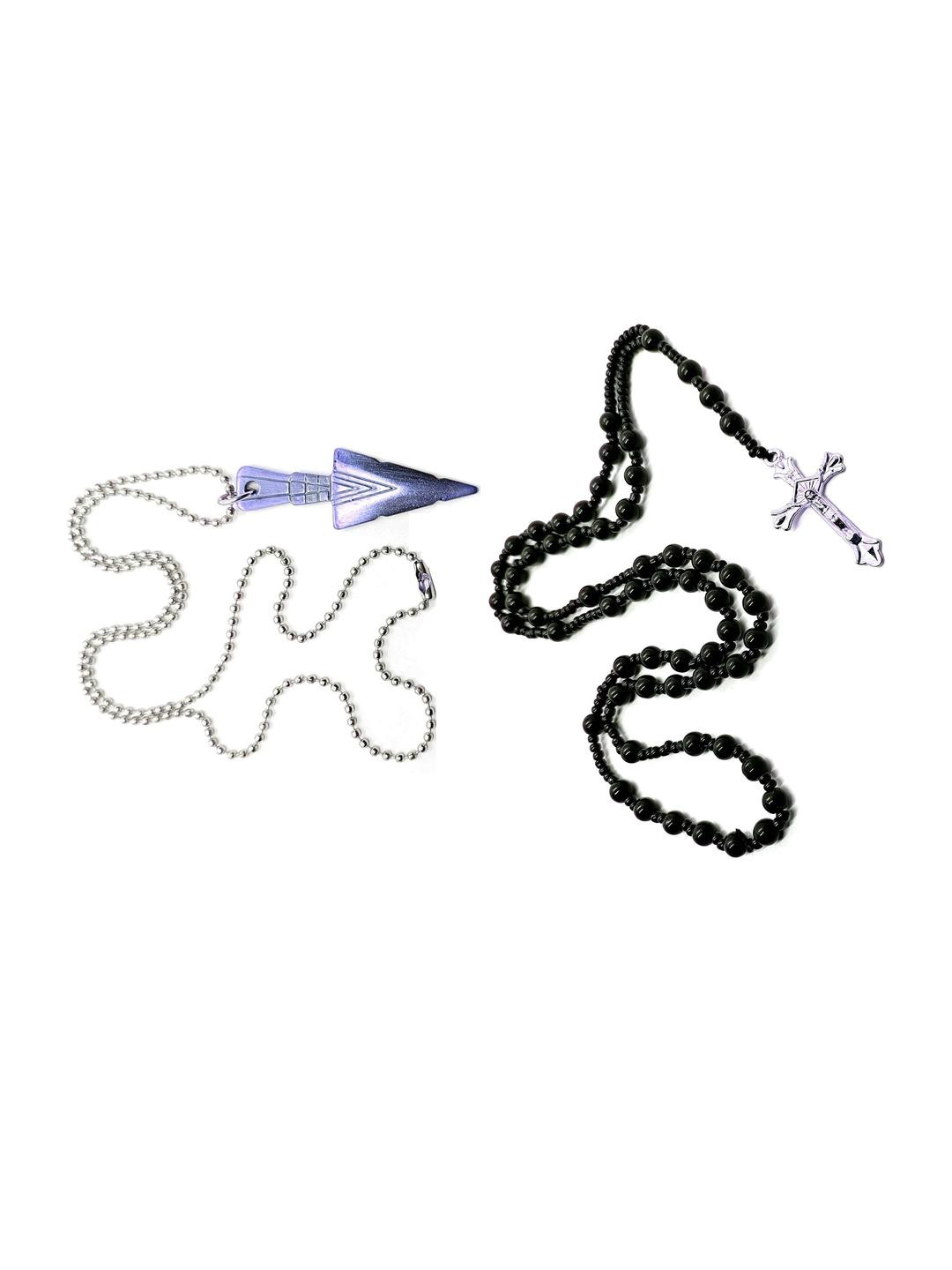 Dynamic Retail Global Set of 2 Men Cross Pendant Chain