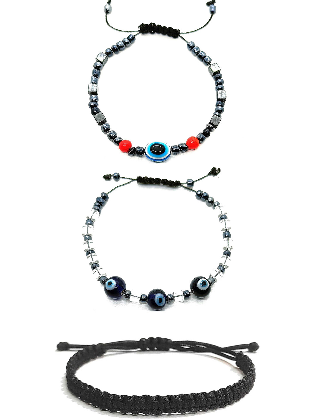 Dynamic Retail Global Set of 3 Evil Eye Men Cuff Bracelet
