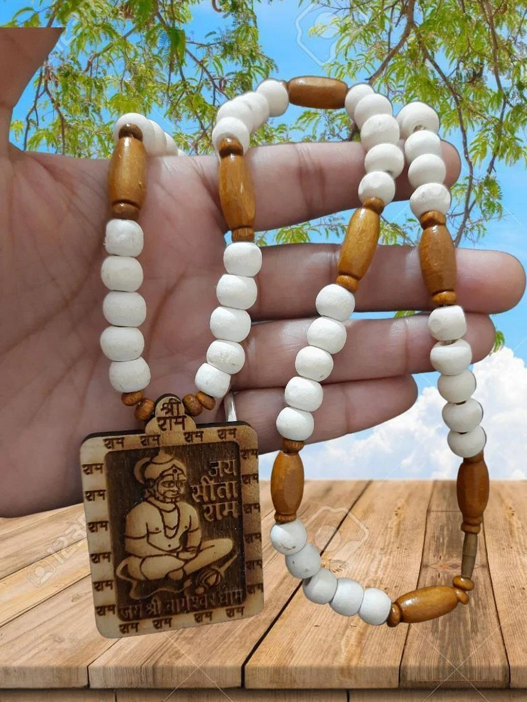 Divine souvenirs Unisex Brown & White Religious Square Pendants with Chains