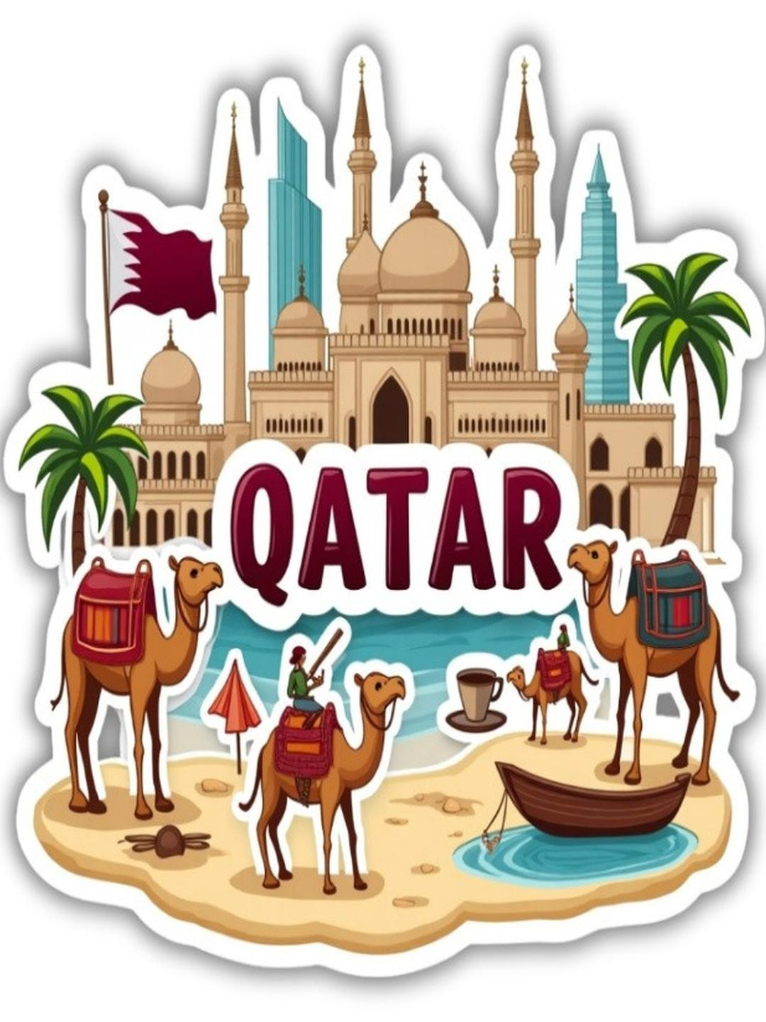 Qatar Country Theme Souvenir Wooden Refrigerator Stylish Fridge Magnet