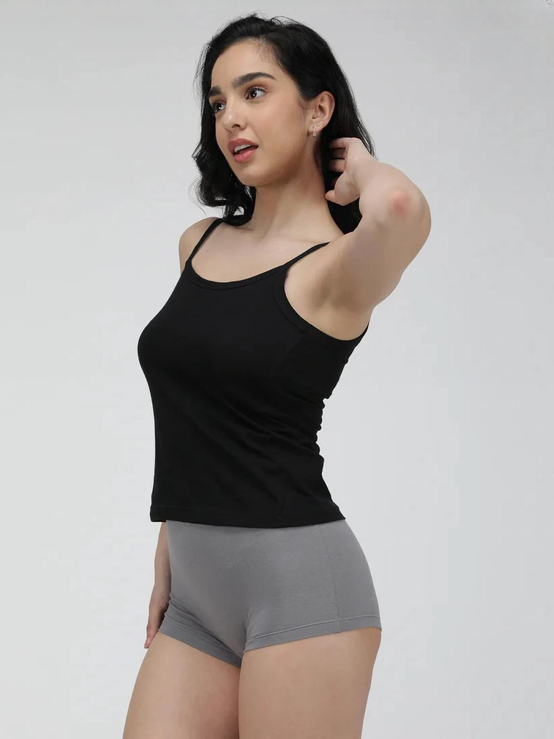 AMUL COMFY Women Black Pack of 10 Pure Cotton Comfy Short Slips