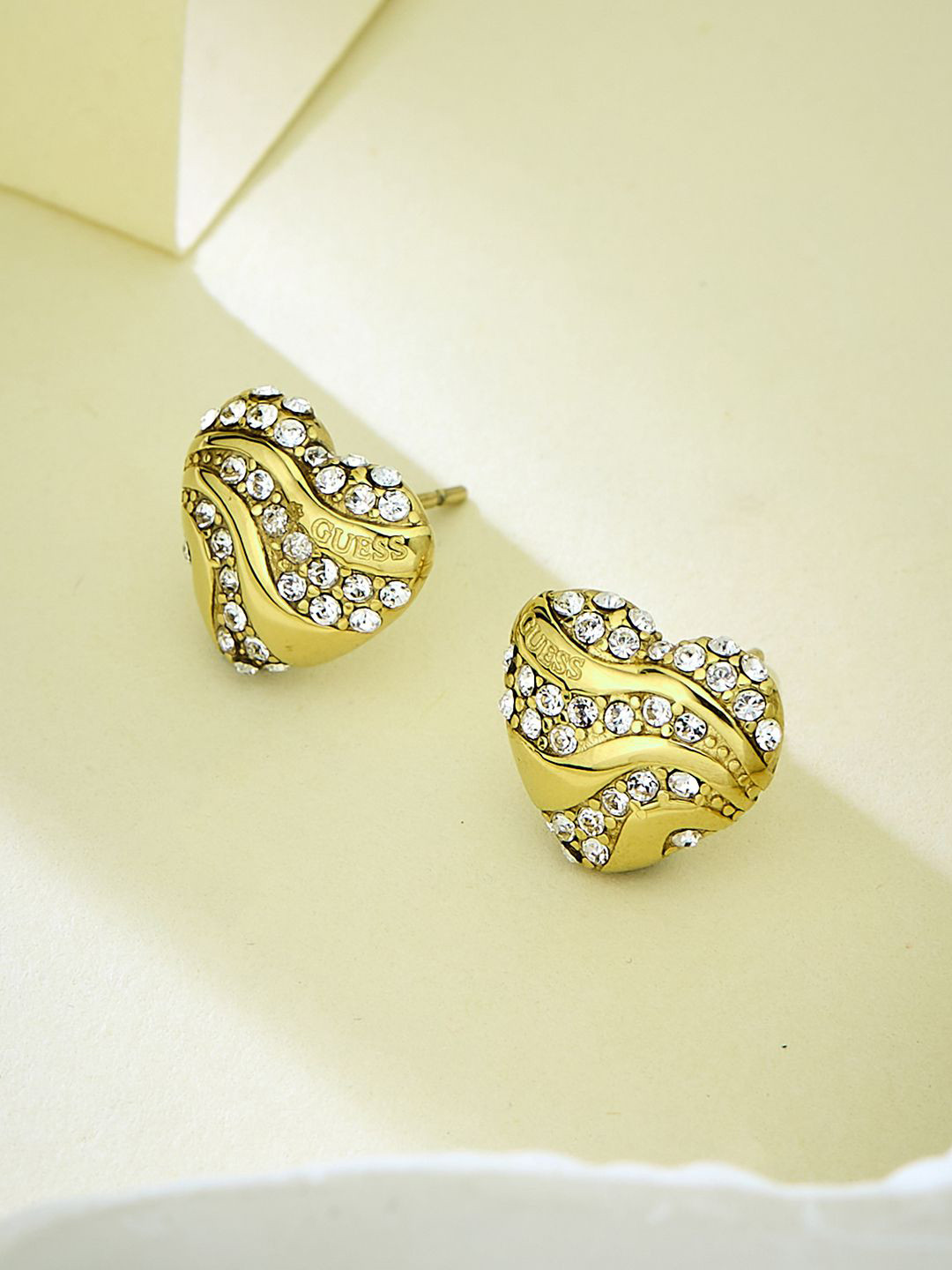 GUESS Women In My Heart Gold-Plated Stainless Steel Earrings