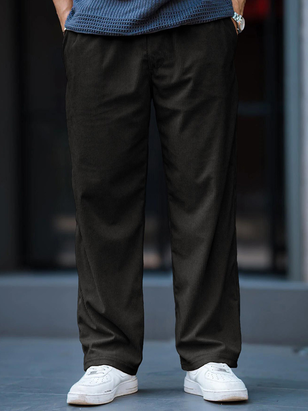 SWADESI STUFF Men Striped Easy Wash Mid Rise Trousers