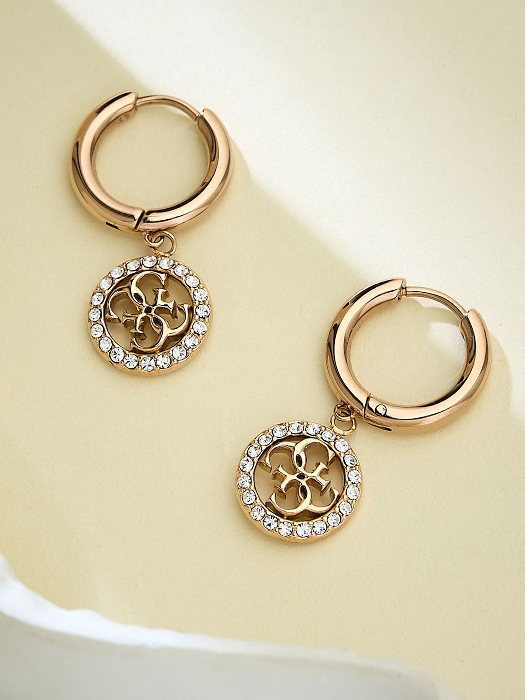 GUESS Women 4G Gold-Plated Stainless Steel Earrings