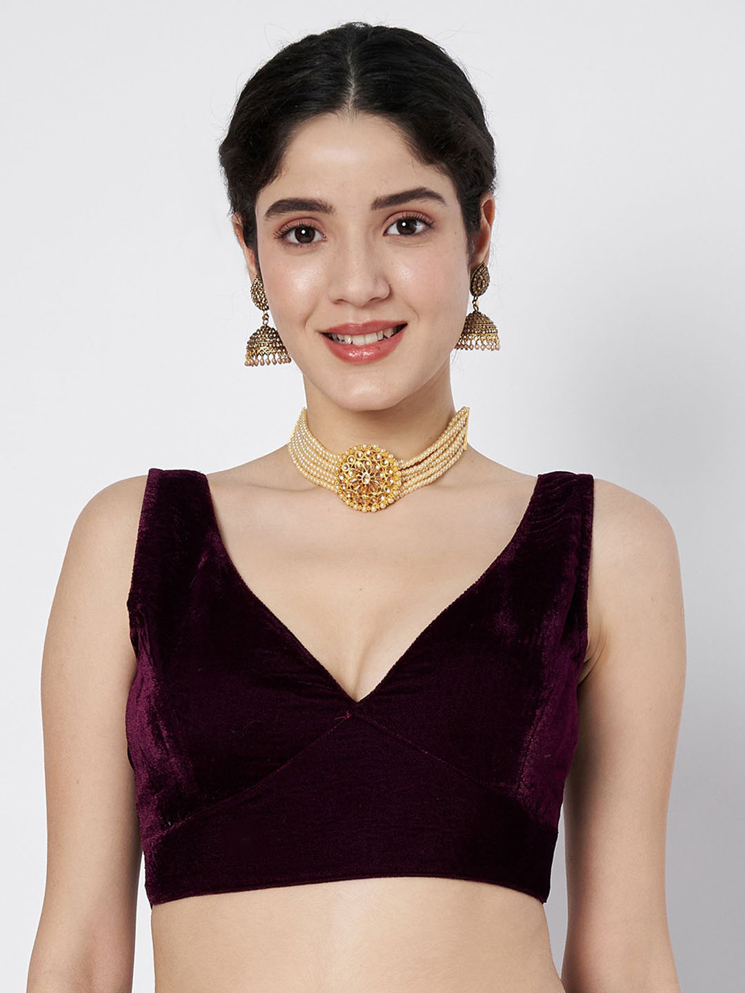 flaher V-Neck Saree Blouse