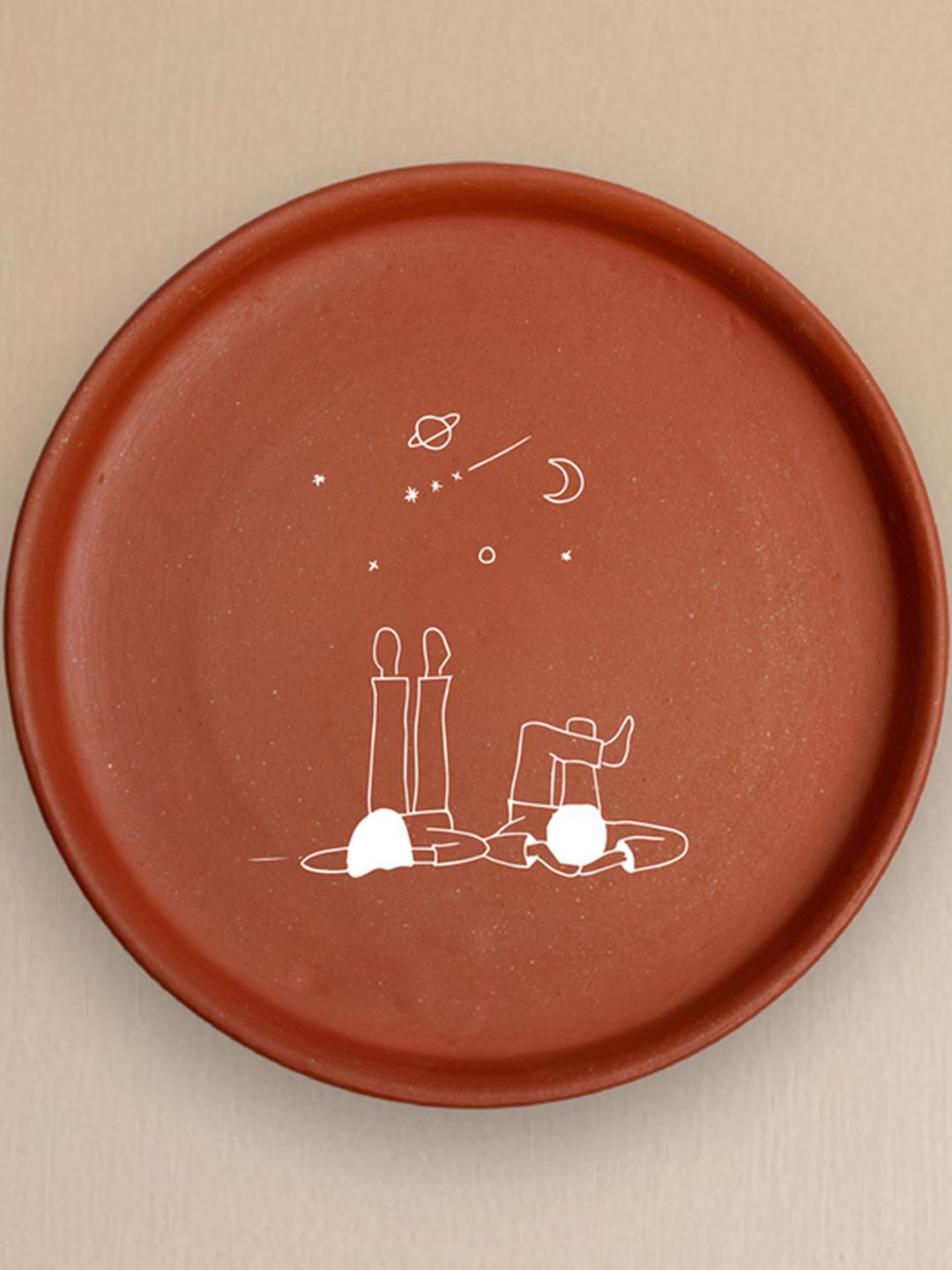 ALMIRO TREE with Night Sky Watching Theme Clay Glossy Hanging Hall Wall Plates-8In