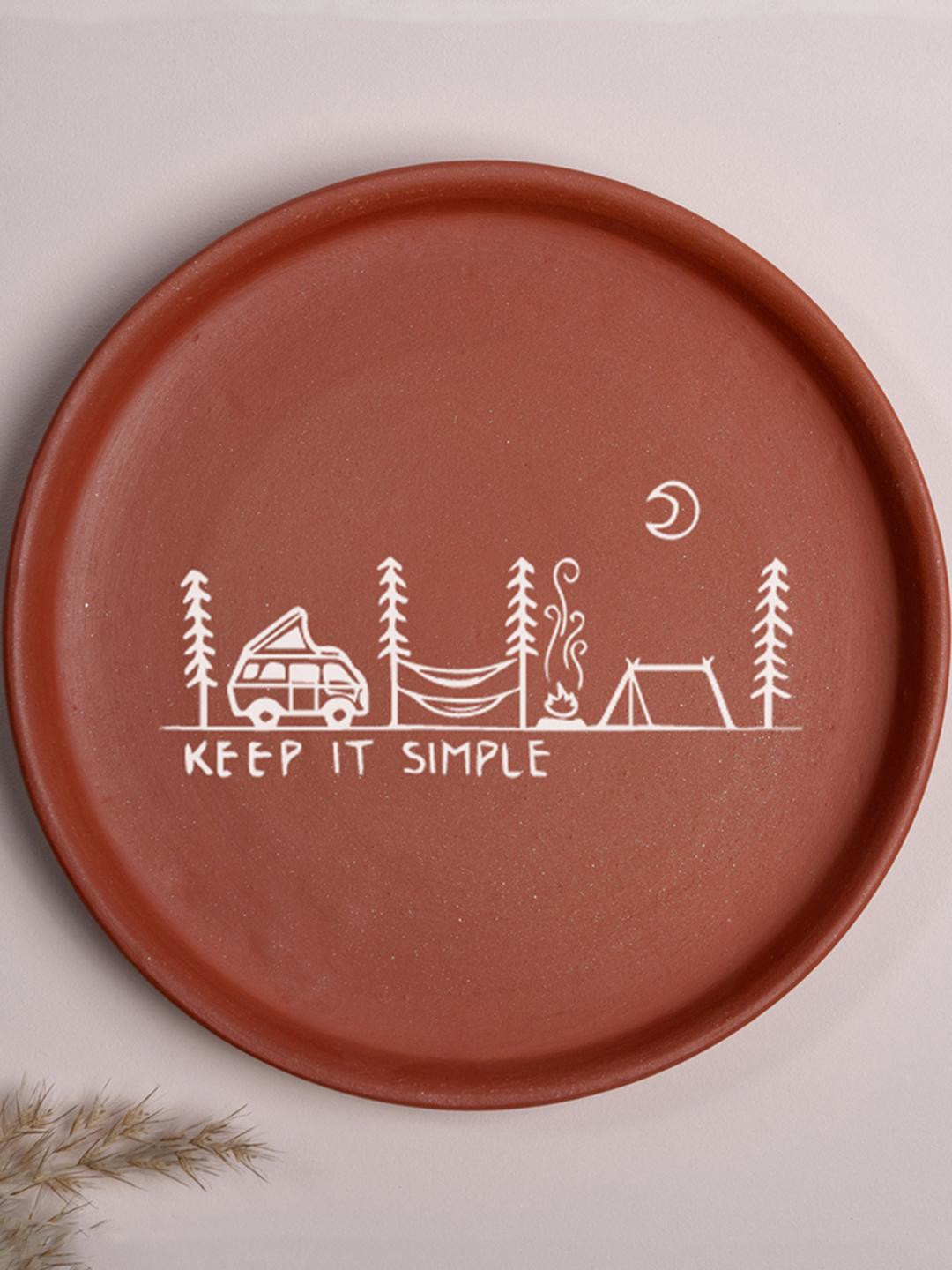 ALMIRO TREE with Camping In Forest Clay Glossy Hanging Hall Wall Plates-8In