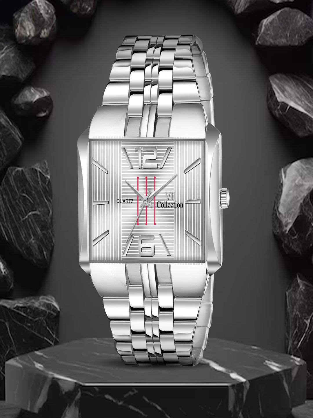 Hala Men Aluminium Dial & Stainless Steel Bracelet Style Straps Analogue Watch 3003-Silver