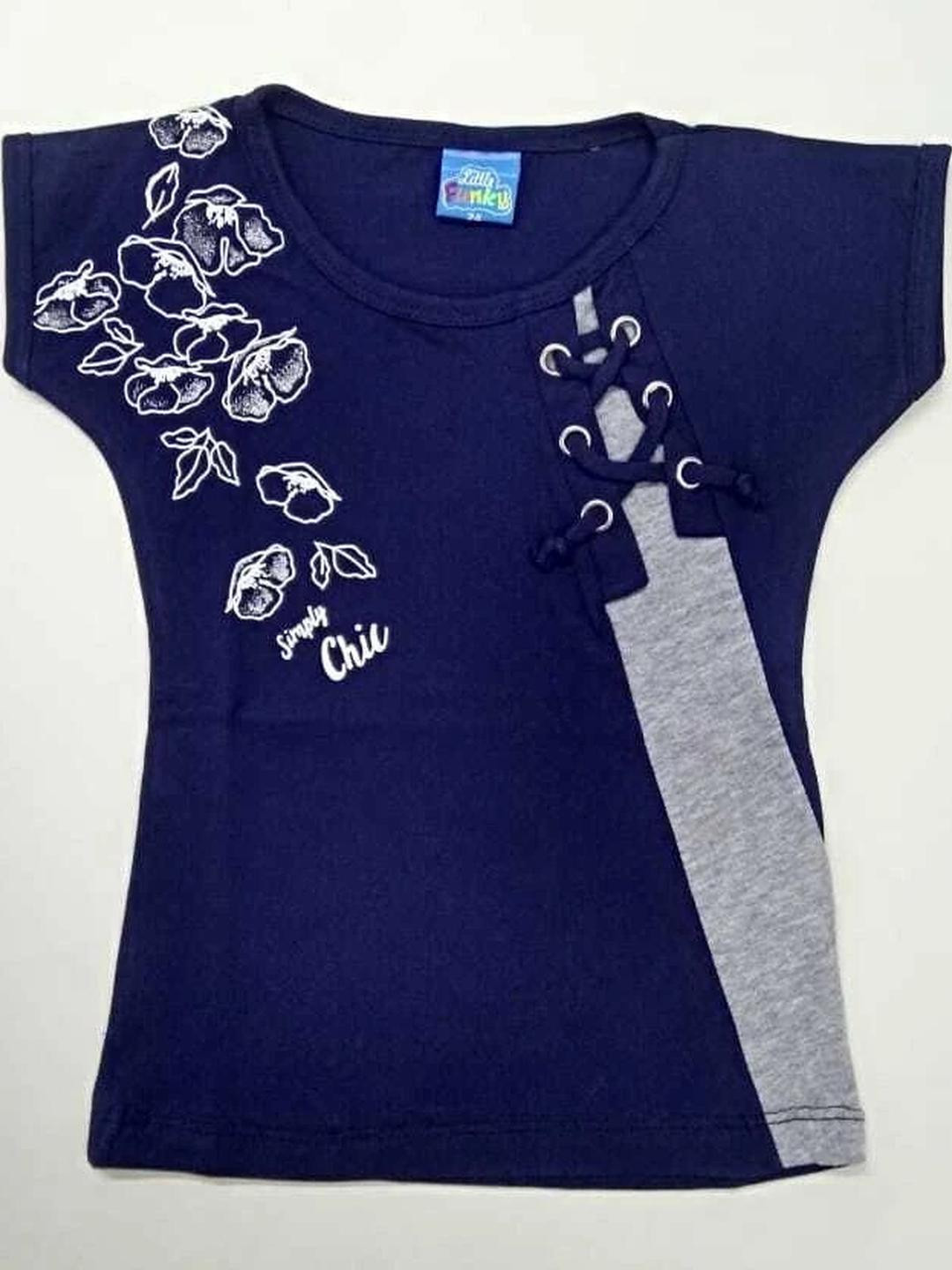 Little funky Girls Navy Blue Tshirts