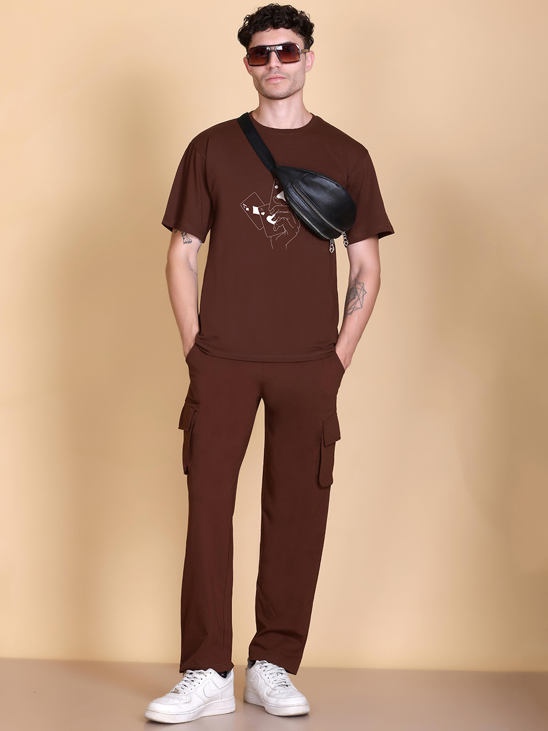 TOGS & TERRE Printed Pure Cotton T-Shirt & Trousers Comfortable Co-Ord Set