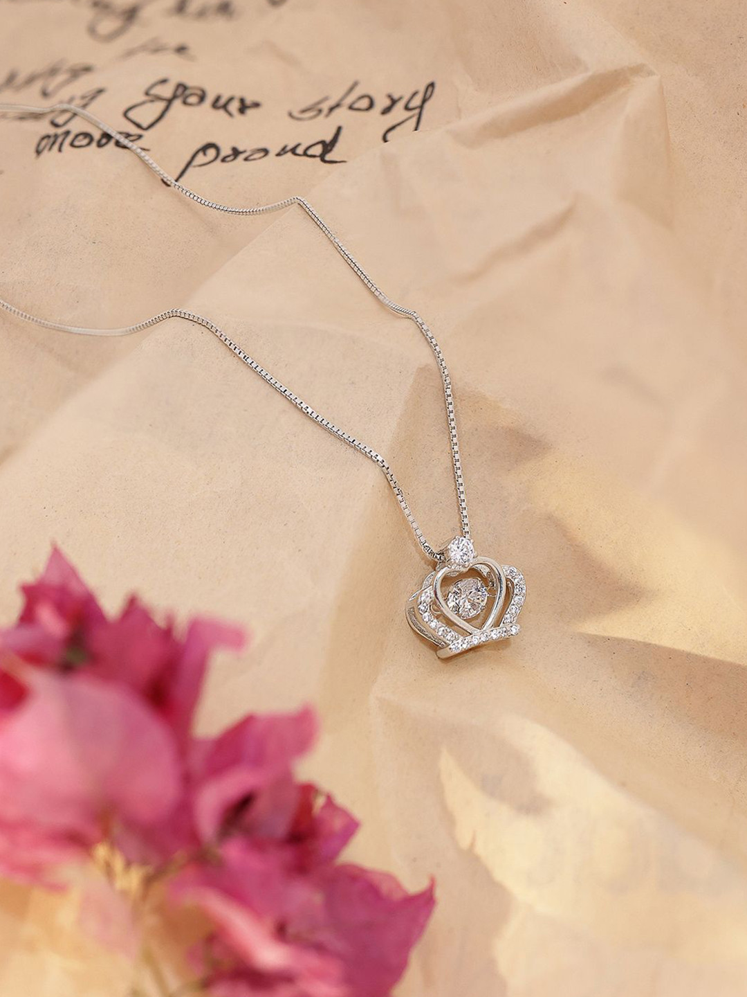 Tweov Jewels 925 Sterling Silver Queen Crown Pendant Chain Necklace