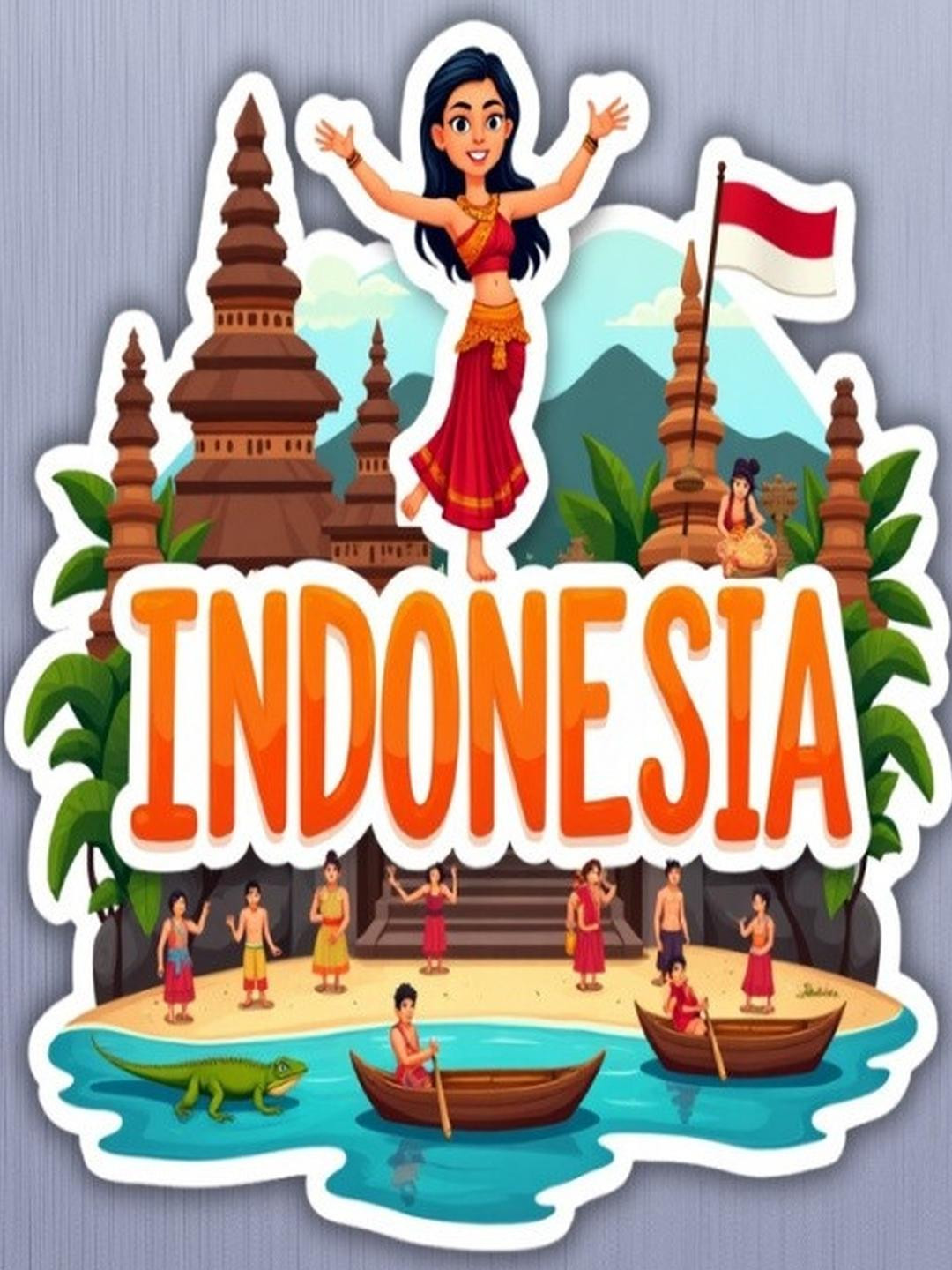 Indonesia Country Theme Souvenir Wooden Refrigerator Stylish Fridge Magnet