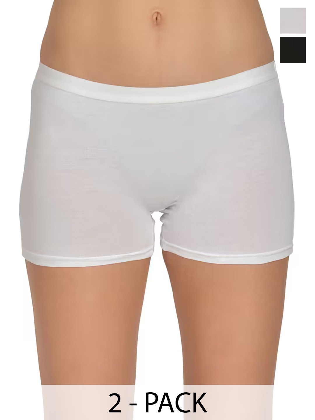 DHANDAI FASHION Pack Of 2 Boy Shorts Briefs Boy Short Full Panty (DC-M-1)Black White