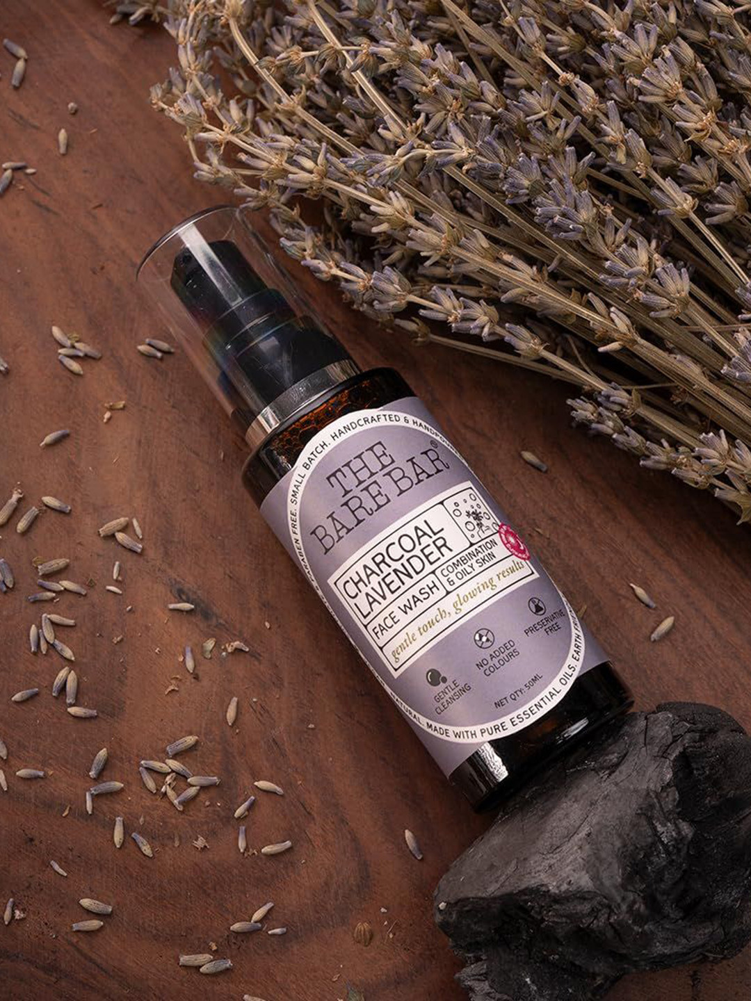 The Bare Bar Charcoal Lavender Face Wash With Tea Tree - 100 ml