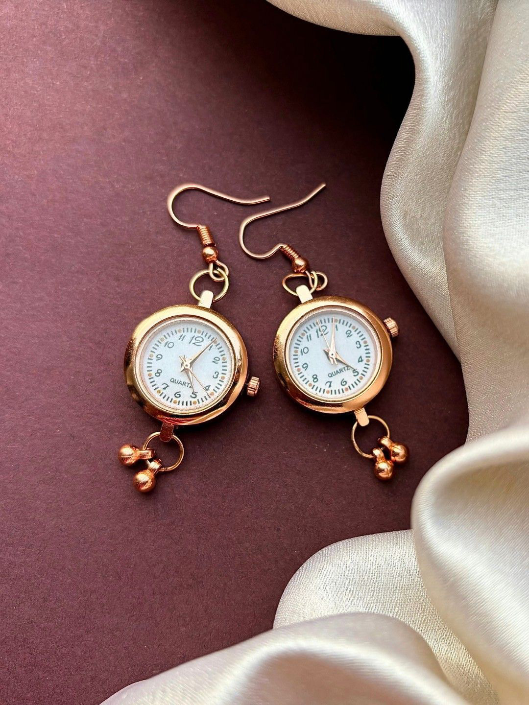 UnfoldSelf Rose Gold-Plated Stainless Steel Watch Drop Earrings