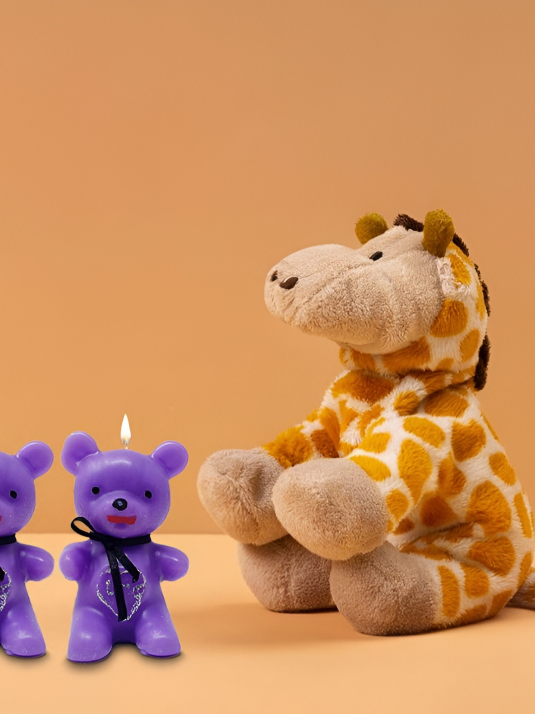 PEEPALCOMM Cute Teddy Bear 4Pcs Smokeless Scented Solid Cartoon Regular Pillar Candles