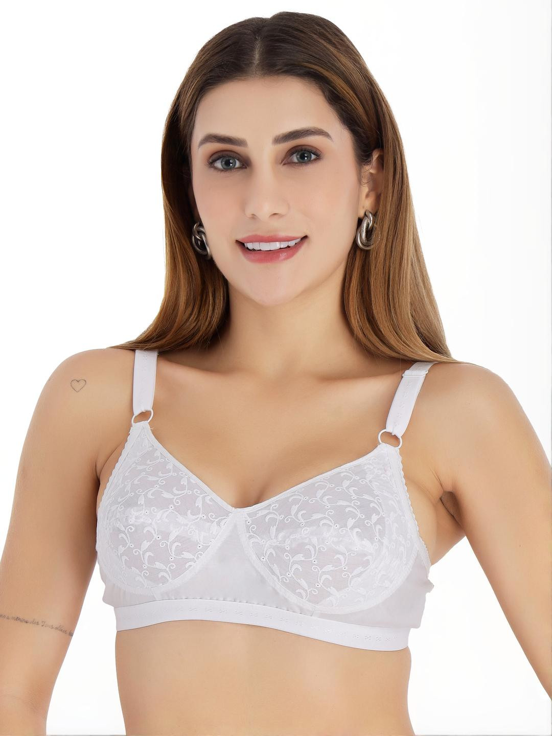 Selfcare Womens Solid Self Design Net Non Padded Full Coverage Bra - SN3712