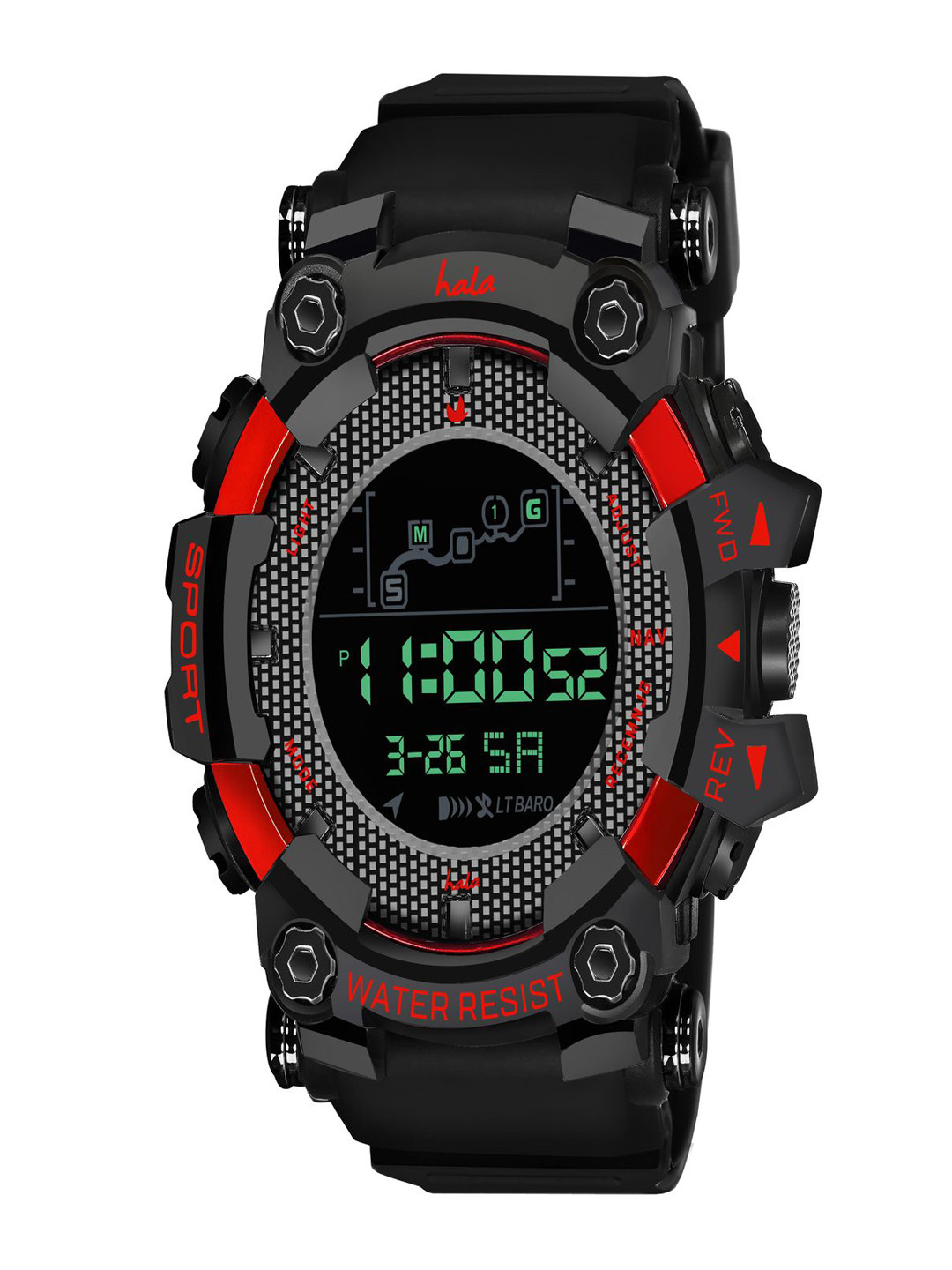 Hala Men Aluminium Dial & Straps Digital Watch HALA-1811-RED