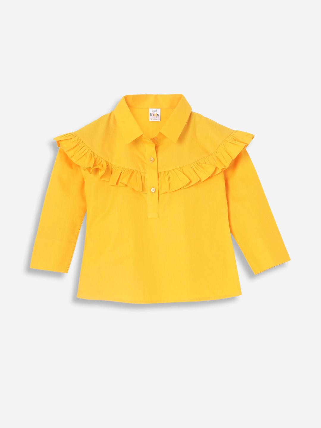 KICO Girls Solid Flounce Shirt