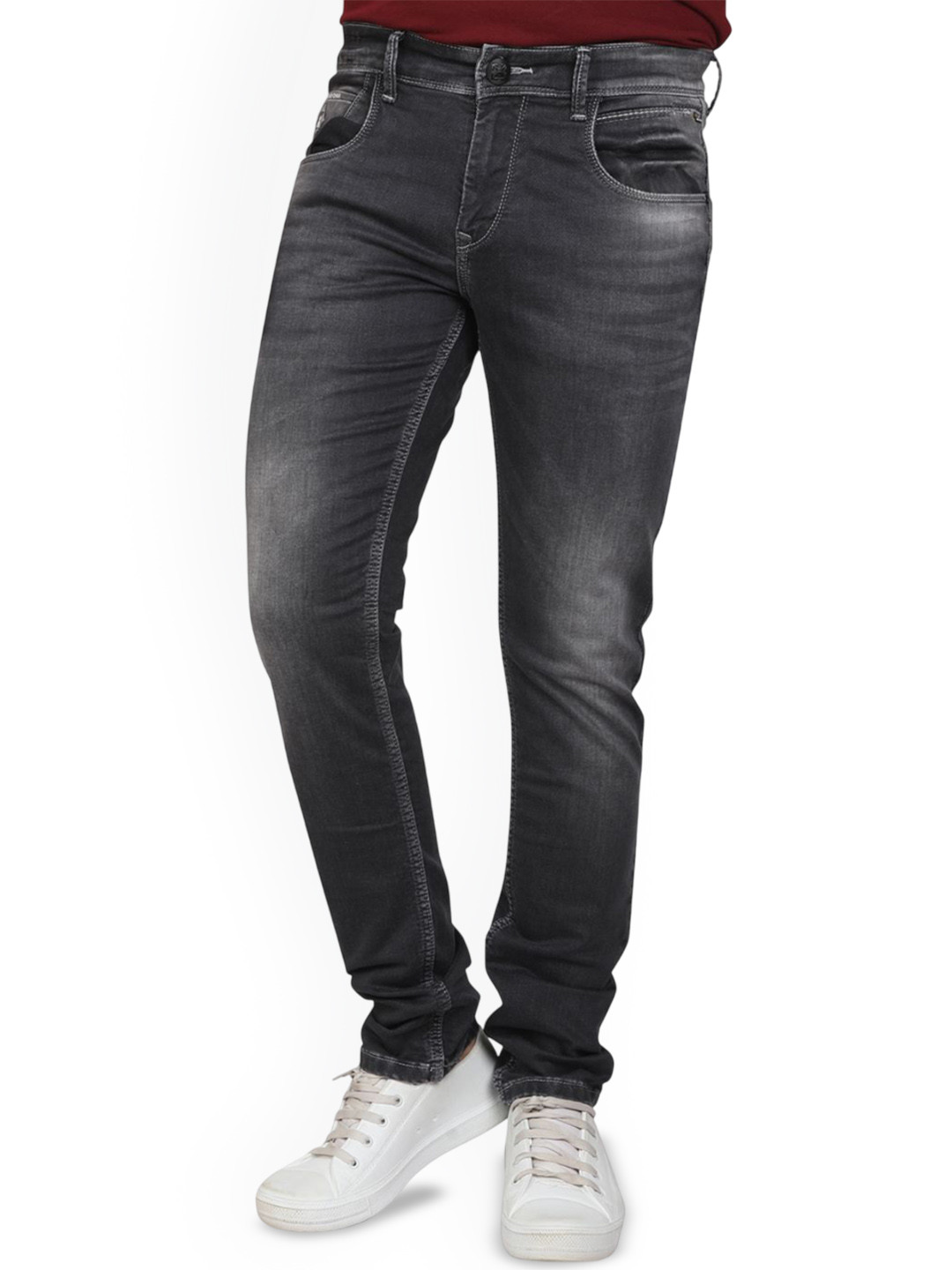 MAD-O-WHAT Men Regular Fit Mid-Rise Low Distress Stretchable Jeans