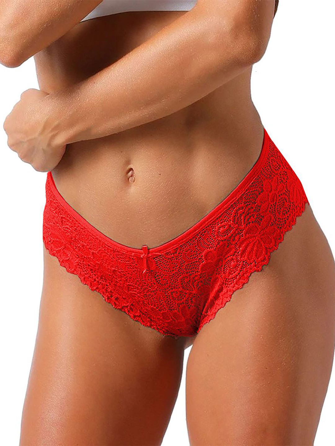 Xs and Os Self Design Lace Hipster Briefs PAN_FL_X02_RED_SMALL