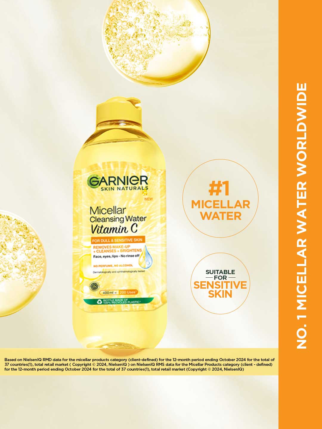 Garnier Vitamin C Micellar Water to Removes Makeup, Dust & Impurities For Dull Skin- 400ml