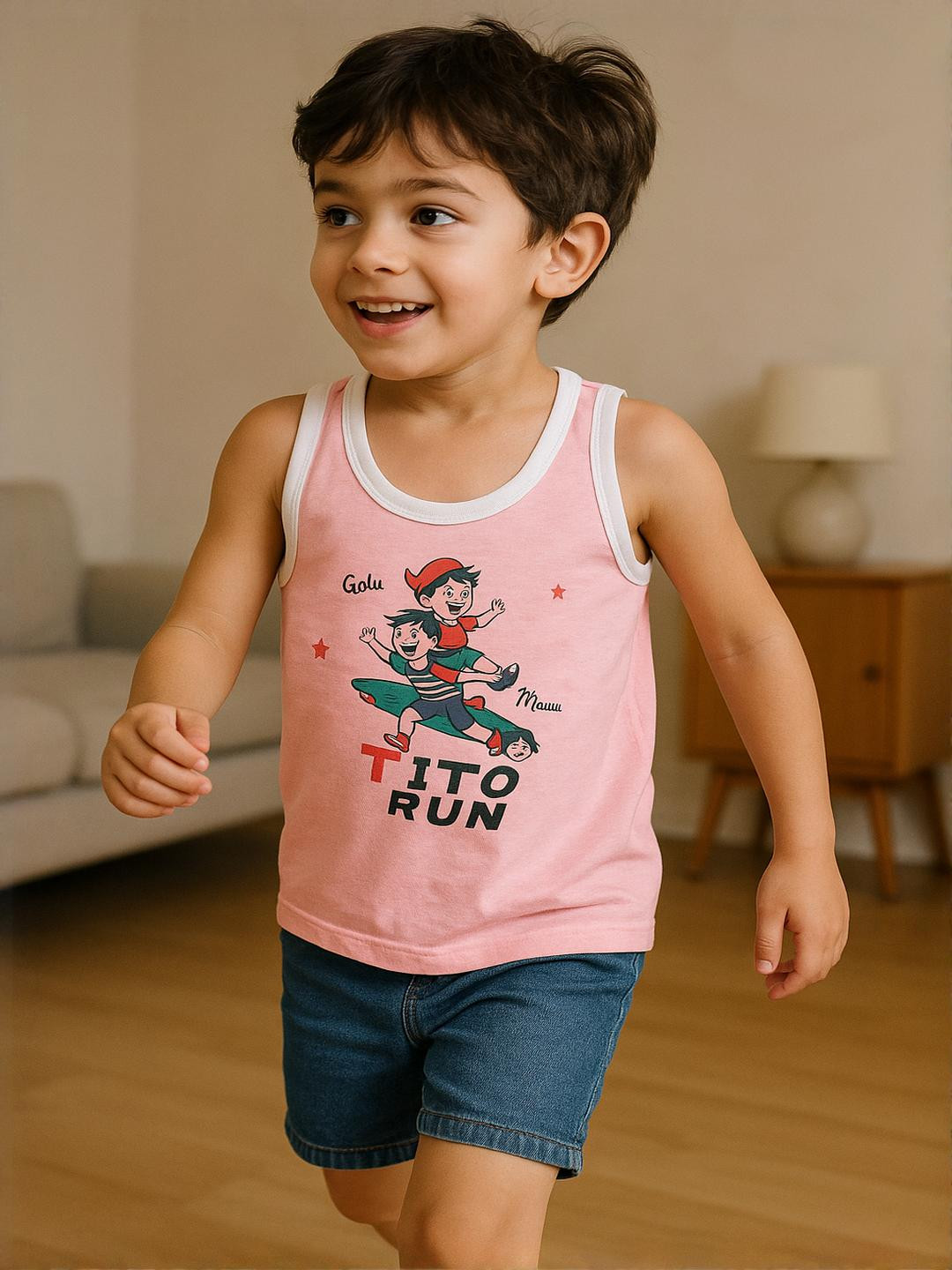 Cortica Pack of 6 Printed Vest Cotton Inner Wear for Kids