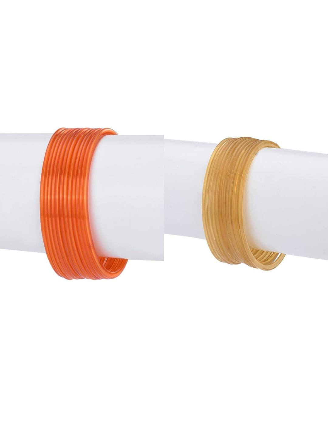 1ST TIME 12-Piece Orange Scratch-Resistant Glass Bangles